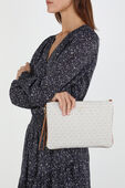 תמונת כל הלוק של Slater Large Logo White and Leather 2-in-1 Wristlet